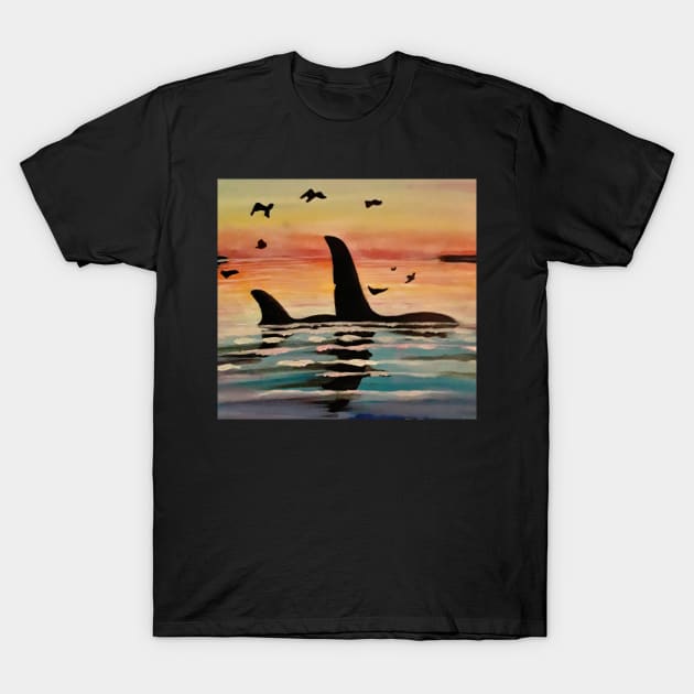 Orca Sunset T-Shirt by Signe23